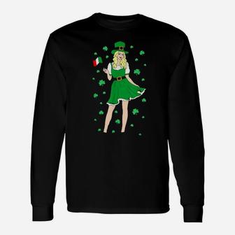 Green Saint Patricks Day St Pattys Irish Shamrock Leprechaun Long Sleeve T-Shirt - Monsterry DE