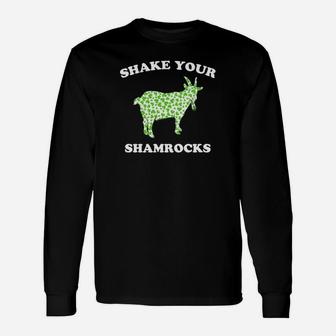 Green St Patricks Day Goat For Farmers Animal Lover Long Sleeve T-Shirt - Thegiftio UK