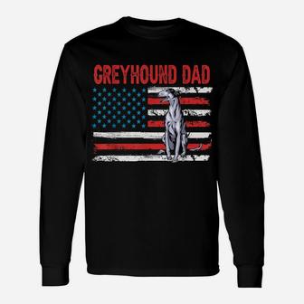 Greyhound Dog Dad American Flag Fathers Day Unisex Long Sleeve | Crazezy