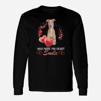 Greyhound Heart You Made My Heart Smile Valentines Day Long Sleeve T-Shirt - Monsterry DE