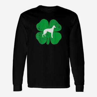 Greyhound Shamrock Irish St Patricks Day Long Sleeve T-Shirt - Monsterry