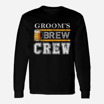 Groom Brew Crew Funny Groomsmen Beer Team Bachelor Party Unisex Long Sleeve | Crazezy