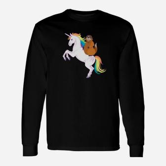 Groundhog Day Unicorn Horse Rainbow Long Sleeve T-Shirt - Thegiftio