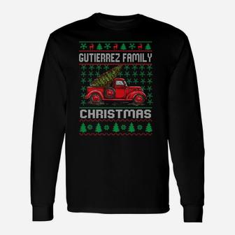 Gutierrez Family Ugly Christmas Sweater Red Truck Funny Xmas Unisex Long Sleeve | Crazezy