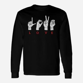 Hand Love Sign For Valentines Day Happy Valentines Day Long Sleeve T-Shirt - Seseable