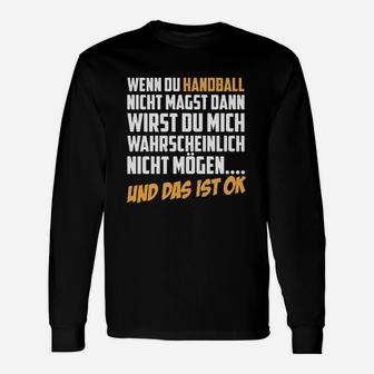 Handball-Fan Langarmshirts mit Spruch für Fans, Unisex Schwarzes Tee - Seseable