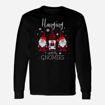 Hanging With My Gnomies Christmas Buffalo Plaid Garden Gnome Unisex Long Sleeve | Crazezy