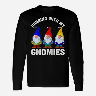 Hanging With My Gnomies, Christmas Garden Gnome Costume Raglan Baseball Tee Unisex Long Sleeve | Crazezy
