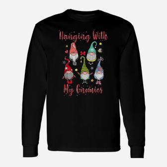Hanging With My Gnomies Funny Gnome Plaid Christmas Gift Unisex Long Sleeve | Crazezy DE