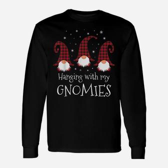 Hanging With My Gnomies Plaid Garden Christmas Gnome Unisex Long Sleeve | Crazezy