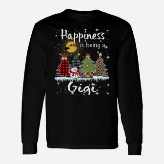 Happiness Is Being A Gigi Christmas Tree Leopard Plaid Snow Unisex Long Sleeve | Crazezy CA