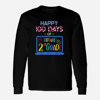 Happy 100 Days Of Virtual Second Grade 100th Day Of School Long Sleeve T-Shirt - Thegiftio