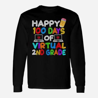 Happy 100 Days Of Virtual Second Grade School Long Sleeve T-Shirt - Thegiftio UK