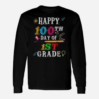 Happy 100Th Day Of 1St Grade Shirt For Teacher Or Child Unisex Long Sleeve | Crazezy