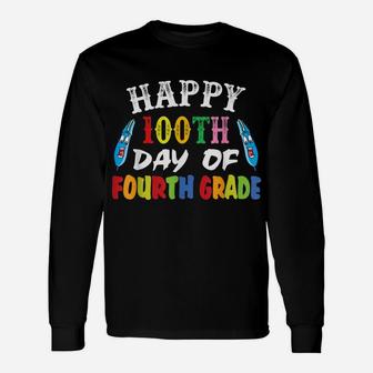 Happy 100Th Day Of School 100Th Day Of 4Th Grade Unisex Long Sleeve | Crazezy UK