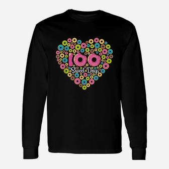 Happy 100th Day Of School Donuts 100 Sweet Days Teacher Long Sleeve T-Shirt - Seseable
