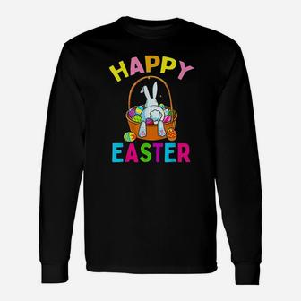 Happy Easter Day Bunny Hunting Chocolate Eggs Egg Hunt Gift Unisex Long Sleeve | Crazezy UK