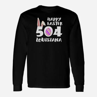 Happy Easter Day Bunny Rabbit Ears Louisiana 504 Ls Long Sleeve T-Shirt - Thegiftio UK