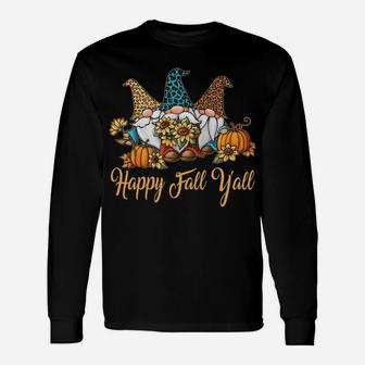 Happy Fall Y'all Gnome Leopard Pumpkin Funny Autumn Gnomes Sweatshirt Unisex Long Sleeve | Crazezy
