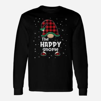 Happy Gnome Buffalo Plaid Matching Christmas Gift Pajama Unisex Long Sleeve | Crazezy