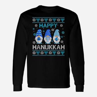 Happy Hanukkah Gnome Gnomies Menorah Pajama Ugly Unisex Long Sleeve | Crazezy