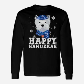 Happy Hanukkah West Highland White Terrier Dog Ugly Long Sleeve T-Shirt - Monsterry