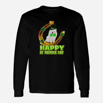 Happy Patrick Day Samoyed Shamrock Lucky Dog Long Sleeve T-Shirt - Monsterry