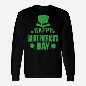 Happy St Patricks Day Irish Hat Clover Luck Leaf Long Sleeve T-Shirt - Monsterry