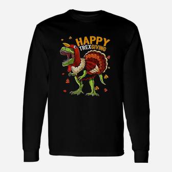 Happy Thanksgiving T Rex Dinosaur Turkey Unisex Long Sleeve | Crazezy