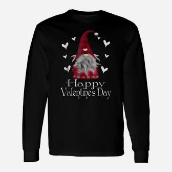 Happy Valentine's Day Gnome Plaid T Shirt Cute Heart Gifts Unisex Long Sleeve | Crazezy DE