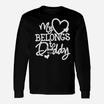 My Heart Belongs To Daddy Valentines Frenchie Dog Long Sleeve T-Shirt - Monsterry UK