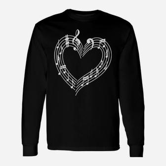 Heart Musical Notes Musics Valentines Day Long Sleeve T-Shirt - Monsterry DE