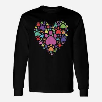 Heart Paw Print Dog Cat Lover Valentines Day Unisex Long Sleeve | Crazezy