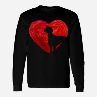 In My Heart Valentine's Day Silhouette Vizsla Long Sleeve T-Shirt - Monsterry