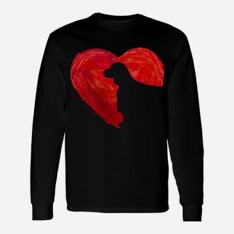In My Heart Valentine's Day Silhouette Welsh Springer Spaniel Long Sleeve T-Shirt - Monsterry