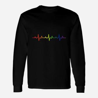 Heartbeat Pride Rainbow Flag Unisex Long Sleeve | Crazezy