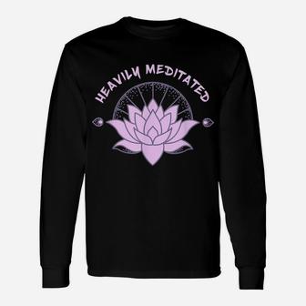 Heavily Meditate Lotus Purple Flower Pink Yoga Motivation Unisex Long Sleeve | Crazezy