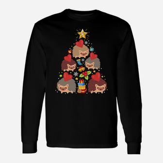 Hedgehog Christmas Tree Lights Funny Hedgehog Xmas Gift Sweatshirt Unisex Long Sleeve | Crazezy DE