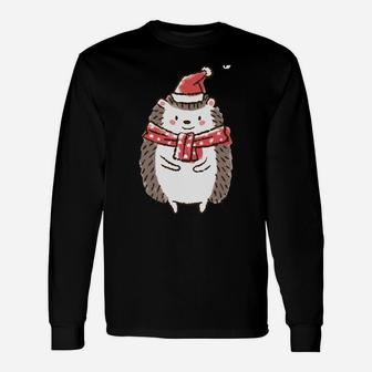 Hedgehog Spiked Animal Merry Christmas Santa Hat Xmas Unisex Long Sleeve | Crazezy