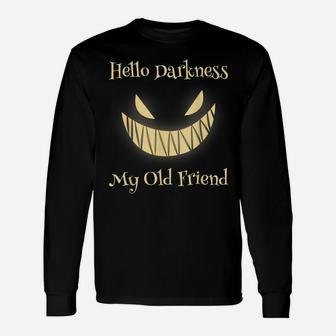 Hello Darkness My Old Friend Scary Pumpkin Unisex Long Sleeve | Crazezy DE