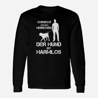 Herrchen Warnung Lustiges Hundebesitzer Langarmshirts in Schwarz - Seseable