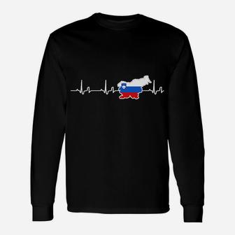 Herren Langarmshirts Herzschlag Russland-Umriss, Motiv Tee für Männer - Seseable