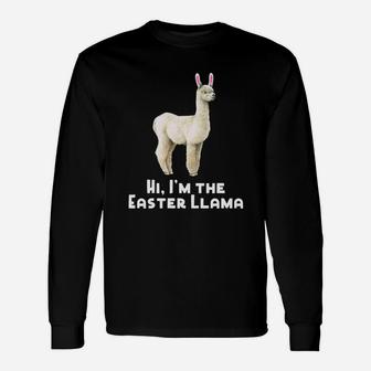 Hi Im The Easter Llama Bunny Ears Long Sleeve T-Shirt - Thegiftio UK