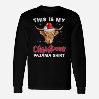 Highland Cow Christmas Pajama Santa Cow Lover Gift Unisex Long Sleeve | Crazezy DE