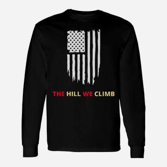 The Hill We Climb Distressed American Flag Long Sleeve T-Shirt - Monsterry UK