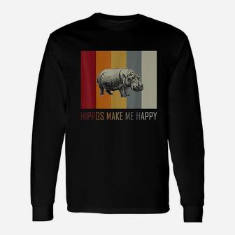 Hippo In Retro And Vintage Unisex Long Sleeve | Crazezy AU