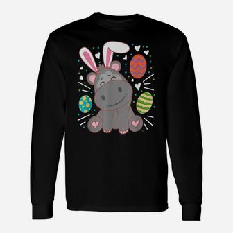 Hippo Wearing Rabbit Bunny Ears Funny Easter Sunday Unisex Long Sleeve | Crazezy AU