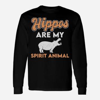 Hippos Are My Spirit Animal Hippopotamus Lover Retro Unisex Long Sleeve | Crazezy