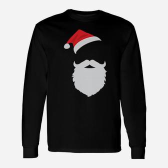 Hipster Santa Face With Hat Beard Long Sleeve T-Shirt - Monsterry AU