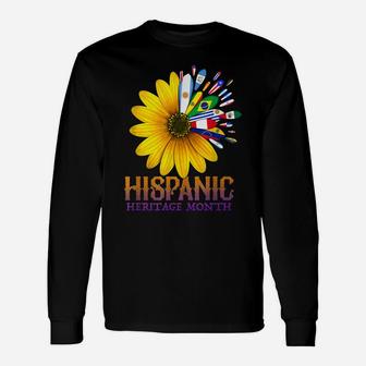 Hispanic Heritage Month National Latino Pretty Flower Flags Unisex Long Sleeve | Crazezy